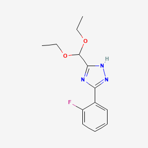 molecular formula C13H16FN3O2 B13725465 3-(Diethoxymethyl)-5-(2-fluorophenyl)-4H-1,2,4-triazole 