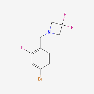 molecular formula C10H9BrF3N B13725553 1-(4-Bromo-2-fluorobenzyl)-3,3-difluoroazetidine 