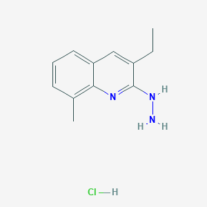 molecular formula C12H16ClN3 B13725612 3-Ethyl-2-hydrazino-8-methylquinoline hydrochloride CAS No. 1171652-46-2