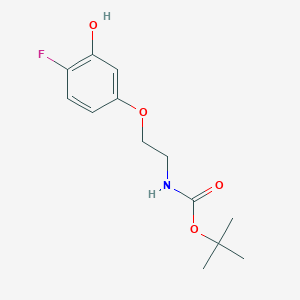 molecular formula C13H18FNO4 B13725634 [2-(4-Fluoro-3-hydroxyphenoxy)-ethyl]-carbamic acid tert-butyl ester 