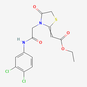 molecular formula C15H14Cl2N2O4S B13725724 {3-[(3,4-Dichloro-phenylcarbamoyl)-methyl]-4-oxo-thiazolidin-2-ylidene}-acetic acid ethyl ester 