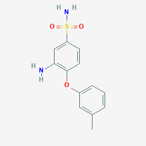 molecular formula C13H14N2O3S B13725729 3-Amino-4-(m-tolyloxy)benzenesulfonamide 