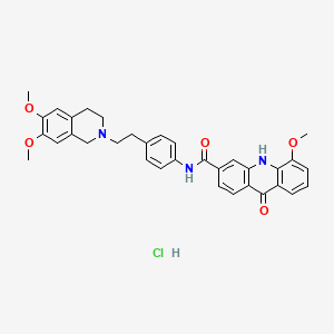 molecular formula C34H34ClN3O5 B13725804 N-(4-(2-(6,7-dimethoxy-3,4-dihydroisoquinolin-2(1H)-yl)ethyl)phenyl)-5-methoxy-9-oxo-9,10-dihydroacridine-3-carboxamide hydrochloride 