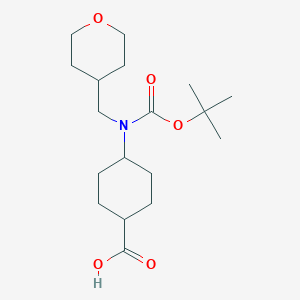 molecular formula C18H31NO5 B13725859 trans 4-[tert-Butoxycarbonyl-(tetrahydro-pyran-4-ylmethyl)-amino]-cyclohexanecarboxylic acid 