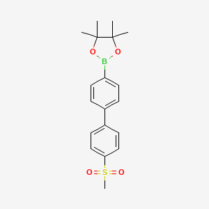 molecular formula C19H23BO4S B13725939 4,4,5,5-Tetramethyl-2-[4'-(methylsulfonyl)biphenyl-4-yl]-1,3,2-dioxaborolane 