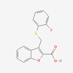 molecular formula C16H11FO3S B1372596 3-{[(2-Fluorophenyl)sulfanyl]methyl}-1-benzofuran-2-carboxylic acid CAS No. 1040042-28-1