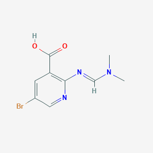 molecular formula C9H10BrN3O2 B13726055 (E)-5-bromo-2-(((dimethylamino)methylene)amino)nicotinic acid 