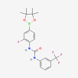 molecular formula C20H21BF4N2O3 B13726061 n-[2-Fluoro-4-(4,4,5,5-tetramethyl-1,3,2-dioxa-borolan-2-yl)phenyl]-n'-[3-(trifluoromethyl)phenyl]urea 