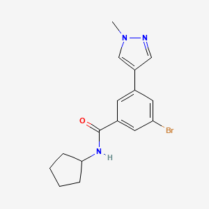 molecular formula C16H18BrN3O B13726114 3-Bromo-N-cyclopentyl-5-(1-methyl-1H-pyrazol-4-yl)benzamide 