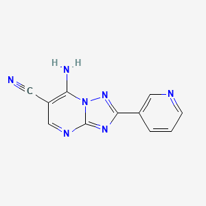molecular formula C11H7N7 B1372620 7-Amino-2-(pyridin-3-yl)[1,2,4]triazolo[1,5-a]pyrimidine-6-carbonitrile CAS No. 122484-56-4