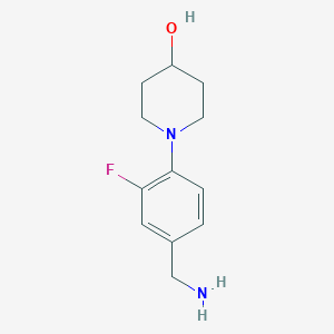 molecular formula C12H17FN2O B1372621 1-[4-(Aminomethyl)-2-fluorophenyl]piperidin-4-ol CAS No. 1039892-60-8