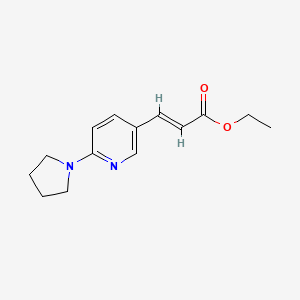 molecular formula C14H18N2O2 B1372634 Ethyl 3-[6-(1-pyrrolidinyl)-3-pyridyl]acrylate CAS No. 897399-75-6