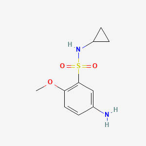 molecular formula C10H14N2O3S B1372635 5-amino-N-cyclopropyl-2-methoxybenzene-1-sulfonamide CAS No. 1041593-92-3