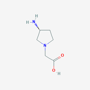 molecular formula C6H12N2O2 B1372657 (R)-(3-Amino-pyrrolidin-1-yl)-acetic acid CAS No. 1187931-07-2