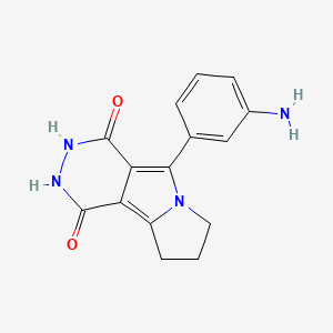 molecular formula C15H14N4O2 B1372698 5-(3-氨基苯基)-1H,2H,3H,4H,7H,8H,9H-吡啶并[4,5-a]吡咯并[1,4]二酮 CAS No. 1114822-85-3