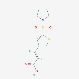 molecular formula C11H13NO4S2 B1372699 3-[5-(吡咯啉-1-磺酰基)噻吩-3-基]丙-2-烯酸 CAS No. 1118788-19-4
