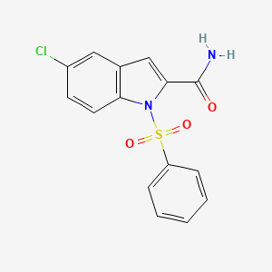 molecular formula C15H11ClN2O3S B13727047 5-chloro-1-(phenylsulfonyl)-1H-indole-2-carboxamide 