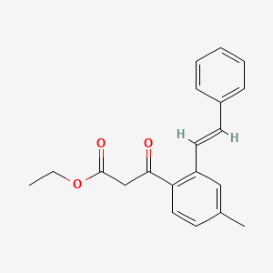 molecular formula C20H20O3 B13727215 ethyl 3-[4-methyl-2-[(E)-2-phenylethenyl]phenyl]-3-oxopropanoate 