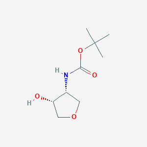 molecular formula C9H17NO4 B1372730 叔丁基 ((3R,4R)-rel-4-羟基四氢呋喃-3-基)氨基甲酸酯 CAS No. 1631070-69-3