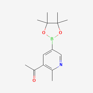 molecular formula C14H20BNO3 B13727328 1-(2-Methyl-5-(4,4,5,5-tetramethyl-1,3,2-dioxaborolan-2-yl)pyridin-3-yl)ethan-1-one 