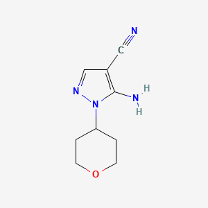 molecular formula C9H12N4O B1372735 5-amino-1-(tetrahydro-2H-pyran-4-yl)-1H-pyrazole-4-carbonitrile CAS No. 1082745-49-0