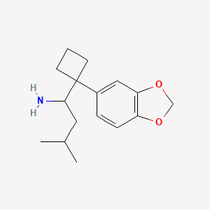 molecular formula C16H23NO2 B13727412 1-[1-(1,3-Benzodioxol-5-yl)cyclobutyl]-3-methyl-1-butylamine 