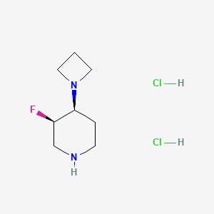 molecular formula C8H17Cl2FN2 B13727648 (3R,4S)-4-(azetidin-1-yl)-3-fluoropiperidine;dihydrochloride 