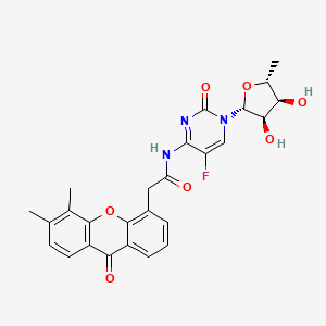 molecular formula C26H24FN3O7 B13727656 N-(1-((2R,3R,4S,5R)-3,4-Dihydroxy-5-methyltetrahydrofuran-2-yl)-5-fluoro-2-oxo-1,2-dihydropyrimidin-4-yl)-2-(5,6-dimethyl-9-oxo-9H-xanthen-4-yl)acetamide 