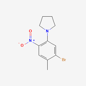 molecular formula C11H13BrN2O2 B13727662 1-(5-Bromo-4-methyl-2-nitrophenyl)pyrrolidine 