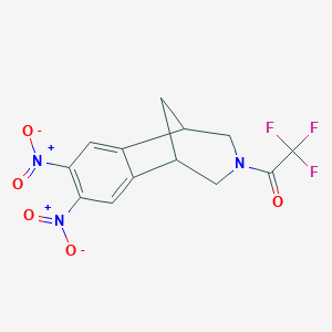 molecular formula C13H10F3N3O5 B137277 2,3,4,5-Tetrahydro-7,8-dinitro-3-(trifluoroacetyl)-1,5-methano-1H-3-benzazepine CAS No. 230615-59-5