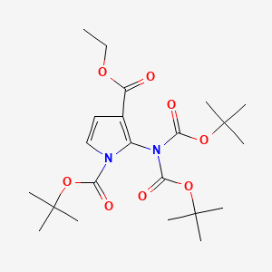 molecular formula C22H34N2O8 B13727750 Ethyl 1-Boc-2-(di-Boc-amino)-1H-pyrrole-3-carboxylate 