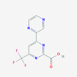 molecular formula C10H5F3N4O2 B13727868 4-(Pyrazin-2-yl)-6-(trifluoromethyl)pyrimidine-2-carboxylic acid 