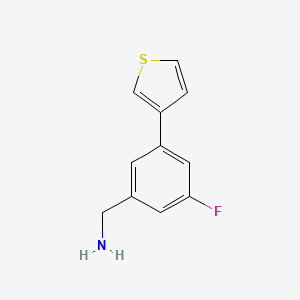 molecular formula C11H10FNS B13727895 3-Fluoro-5-thiophen-3-ylbenzylamine 