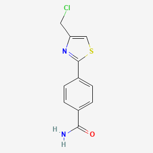 molecular formula C11H9ClN2OS B1372792 4-[4-(氯甲基)-1,3-噻唑-2-基]苯甲酰胺 CAS No. 1094402-62-6