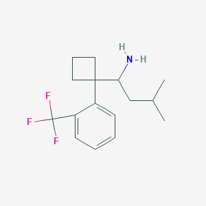 molecular formula C16H22F3N B13728068 3-Methyl-1-[1-[2-(trifluoromethyl)phenyl]cyclobutyl]-1-butylamine CAS No. 2241052-59-3