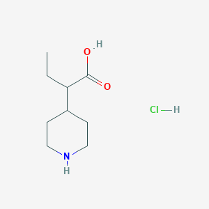 molecular formula C9H18ClNO2 B13728307 2-(Piperidin-4-yl)butanoic acid hydrochloride 