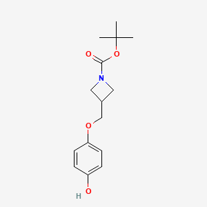 molecular formula C15H21NO4 B13728317 3-(4-Hydroxyphenoxymethyl)-azetidine-1-carboxylic acid tert-butyl ester 