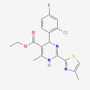 molecular formula C18H17ClFN3O2S B13728376 Ethyl 4-(2-Chloro-4-fluorophenyl)-6-methyl-2-(4-methyl-2-thiazolyl)-1,4-dihydropyrimidine-5-carboxylate 