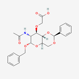 molecular formula C24H27NO8 B13728412 2-[[(2S,4aR,6S,7R,8R,8aS)-7-acetamido-2-phenyl-6-phenylmethoxy-4,4a,6,7,8,8a-hexahydropyrano[3,2-d][1,3]dioxin-8-yl]oxy]acetic acid 