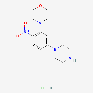 molecular formula C14H21ClN4O3 B13728459 4-(2-Nitro-5-piperazin-1-ylphenyl)morpholine hydrochloride 