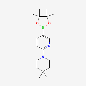 molecular formula C18H29BN2O2 B13728628 4,4-Dimethyl-5'-(4,4,5,5-tetramethyl-[1,3,2]dioxaborolan-2-yl)-3,4,5,6-tetrahydro-2H-[1,2']bipyridinyl 