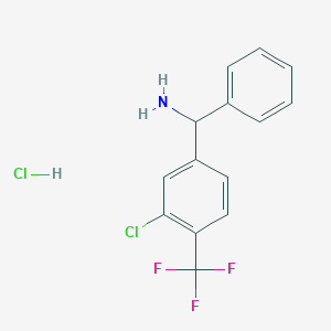 molecular formula C14H12Cl2F3N B13728706 (3-Chloro-4-(trifluoromethyl)phenyl)(phenyl)methanamine hydrochloride 