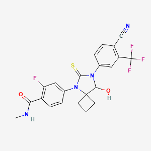 molecular formula C22H18F4N4O2S B13728786 4-(7-(4-cyano-3-(trifluoromethyl)phenyl)-8-hydroxy-6-thioxo-5,7-diazaspiro[3.4]octan-5-yl)-2-fluoro-N-methylbenzamide 