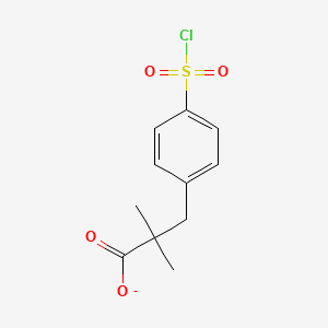 molecular formula C11H12ClO4S- B13728866 3-(4-(Chlorosulfonyl)phenyl)-2,2-dimethylpropanoate 