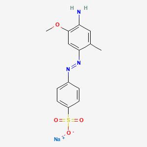 molecular formula C14H14N3NaO4S B13728942 Benzenesulfonic acid, 4-[(4-amino-5-methoxy-2-methylphenyl)azo]-, monosodium salt CAS No. 3626-35-5