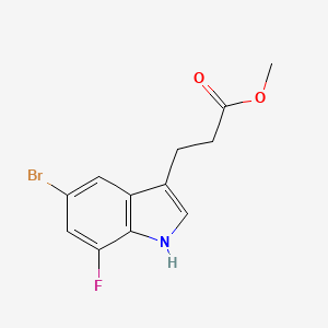 molecular formula C12H11BrFNO2 B13728943 Methyl 3-(5-Bromo-7-fluoro-3-indolyl)propanoate 