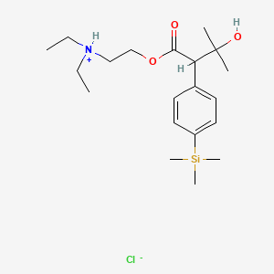 molecular formula C20H36ClNO3Si B13729392 Butyric acid, 3-hydroxy-3-methyl-2-(p-(trimethylsilyl)phenyl)-, 2-(diethylamino)ethyl ester, hydrochloride CAS No. 20119-47-5