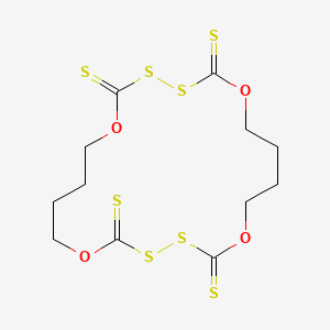 molecular formula C12H16O4S8 B13729509 1,6,11,16-Tetraoxa-3,4,13,14-tetrathiacycloicosane-2,5,12,15-tetrathione CAS No. 35106-11-7