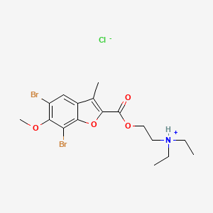 2-Benzofurancarboxylic acid, 5,7-dibromo-6-methoxy-3-methyl-, diethylaminoethyl ester, hydrochloride