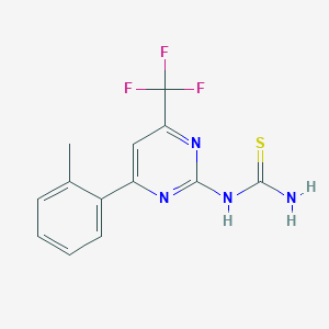 molecular formula C13H11F3N4S B13730152 2-Thioureido-6-(o-tolyl)-4-(trifluoromethyl)pyrimidine 